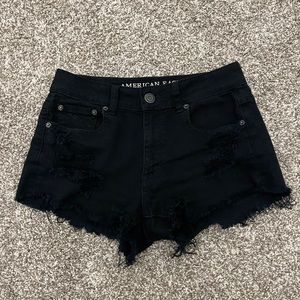 American Eagle Stretch Black Distressed Jean Shorts Size 4